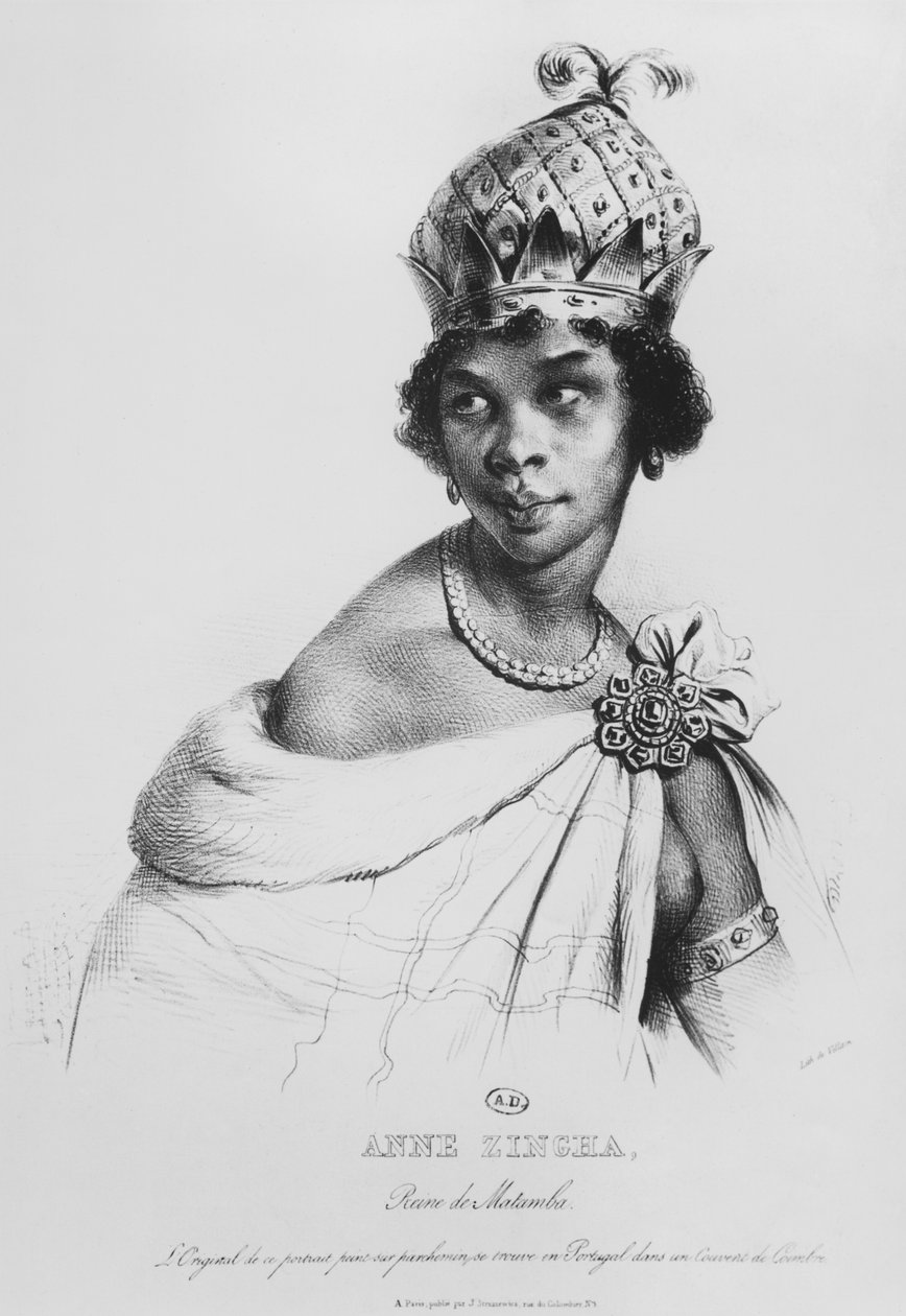 Ann Zingha, královna Matamby, vytiskl Fancois le Villain, cca 1830 od Achille Devéria