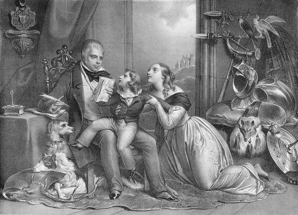 Sir Walter Scott (1771-1832) a jeho vnuk John Hugh Lockhart († 1831) od Achille Devéria
