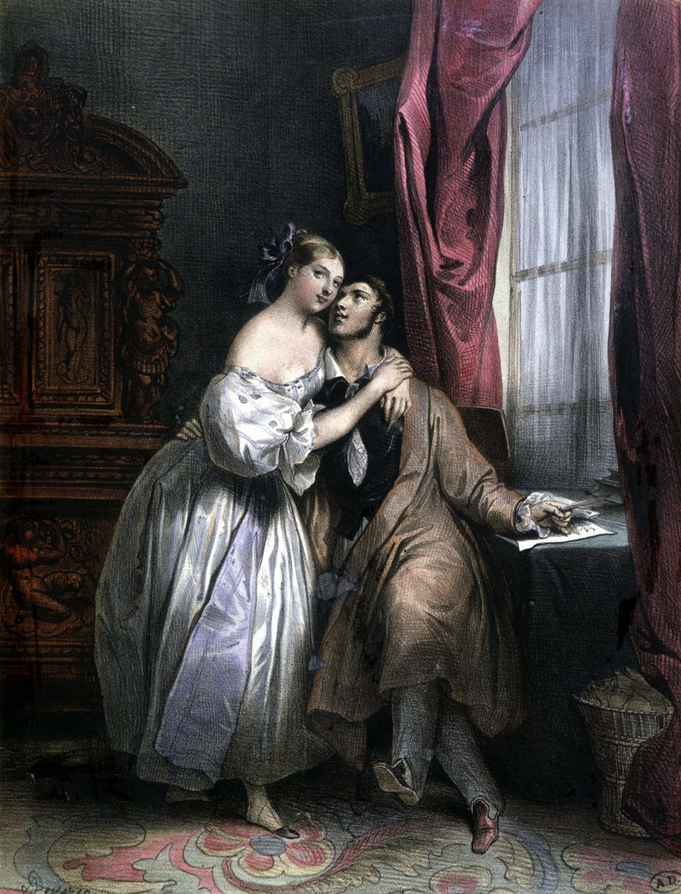Enlaces milovníky - Achille Deveria, litografie od Achille Devéria