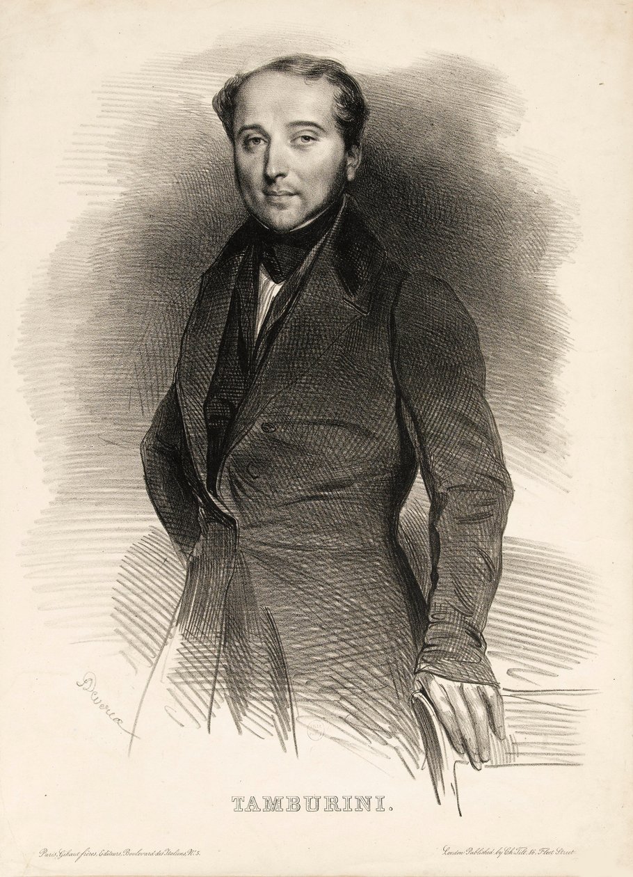 Portrét operního pěvce Antonia Tamburiniho 1800-1876, od Achille Devéria