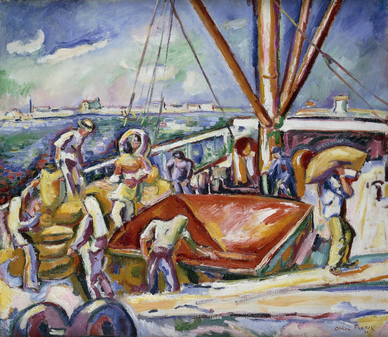 Dokaři v přístavu, Antverpy; Vykladače V Přístavu, Antverpy od Achille Emile Othon Friesz