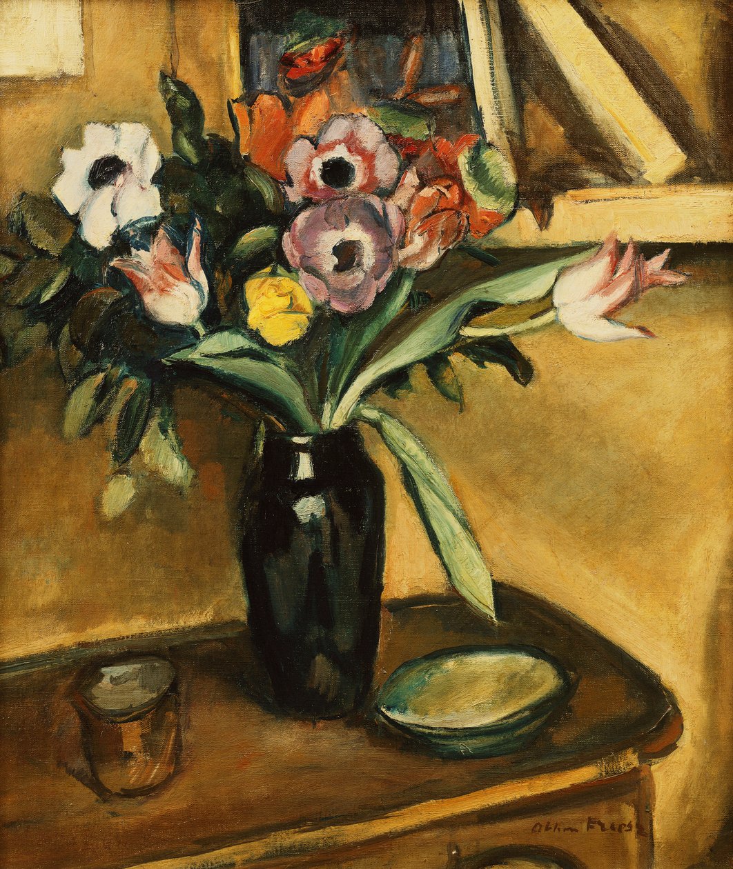 Váza na květiny - Sasanky a tulipány; Váza květin - Sasanky a tulipány od Achille Emile Othon Friesz