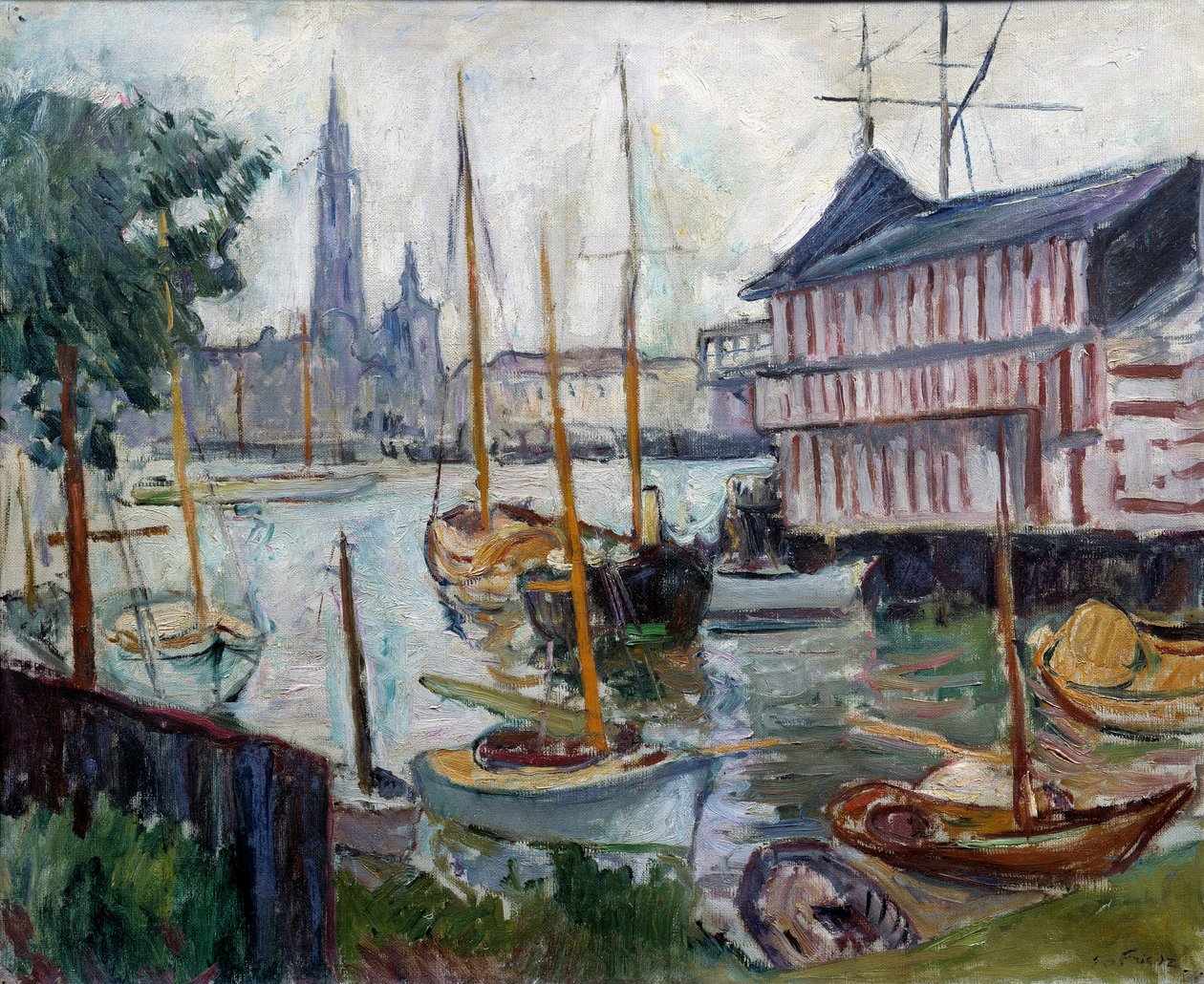 Rybník s rybářskými čluny Obraz Achille-Emile (Achille Emile) Othon Friesz (1879-1949) Le Havre 20. století, Musee des Beaux Arts od Achille Emile Othon Friesz