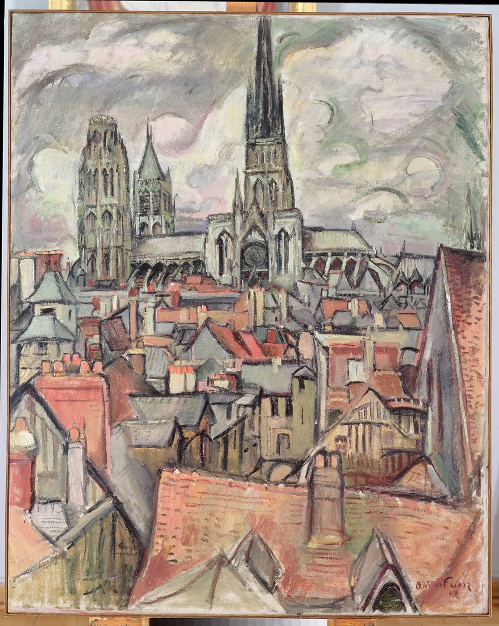 Střechy a katedrála v Rouenu od Achille Emile Othon Friesz