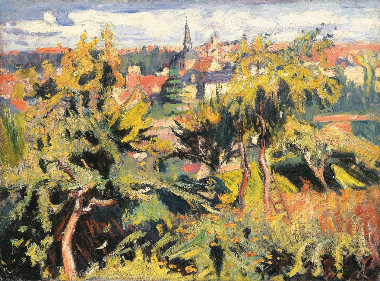 Městečko za stromy od Achille Emile Othon Friesz
