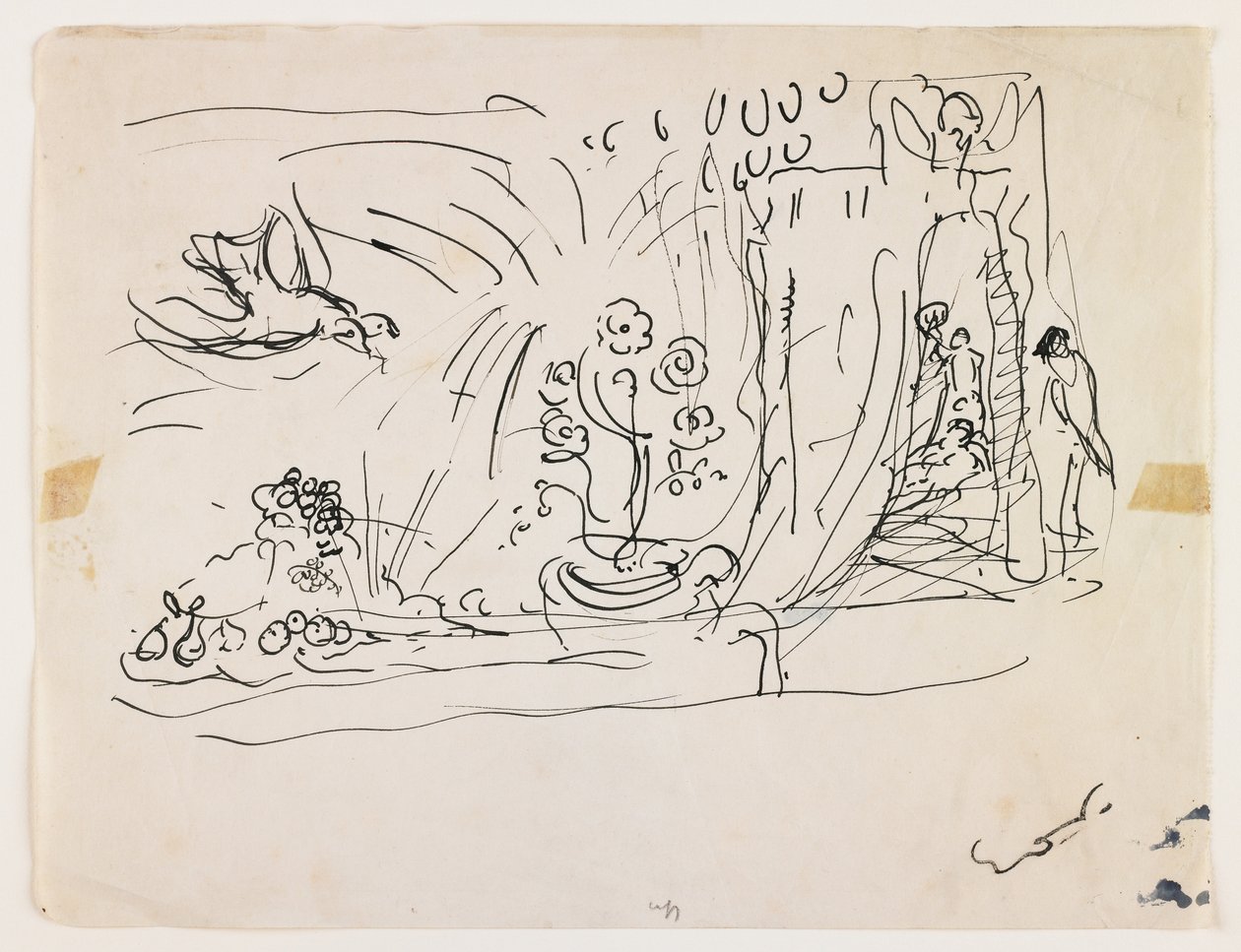 Zátiší s květinami (pero a černý inkoust) od Achille Emile Othon Friesz