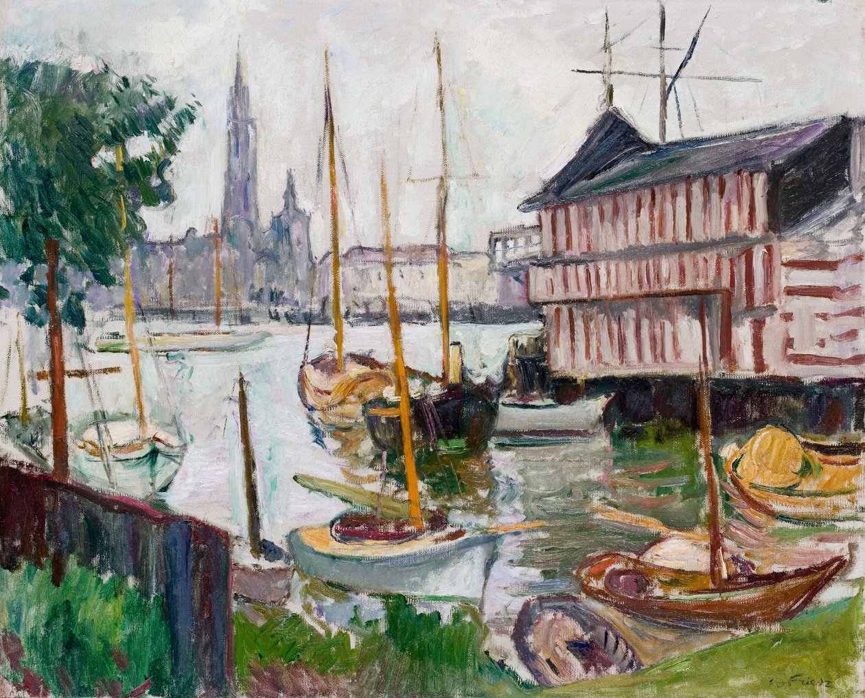 Yacht Basin v Sainte-Anne, Antverpy od Achille Emile Othon Friesz