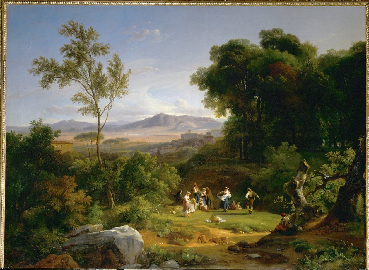 Paysage inspire par la vue de Frascati - krajina inspirovaná výhledem na Frascati ... od Achille Etna Michallon