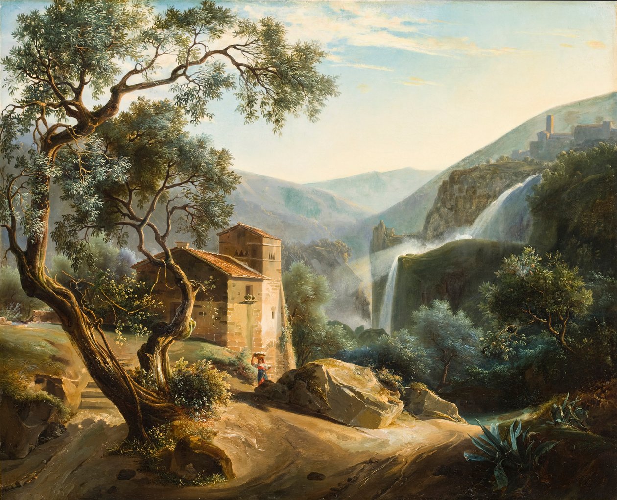 Krajina s vodopádem, asi 1830 od Achille Hector Camille Debray