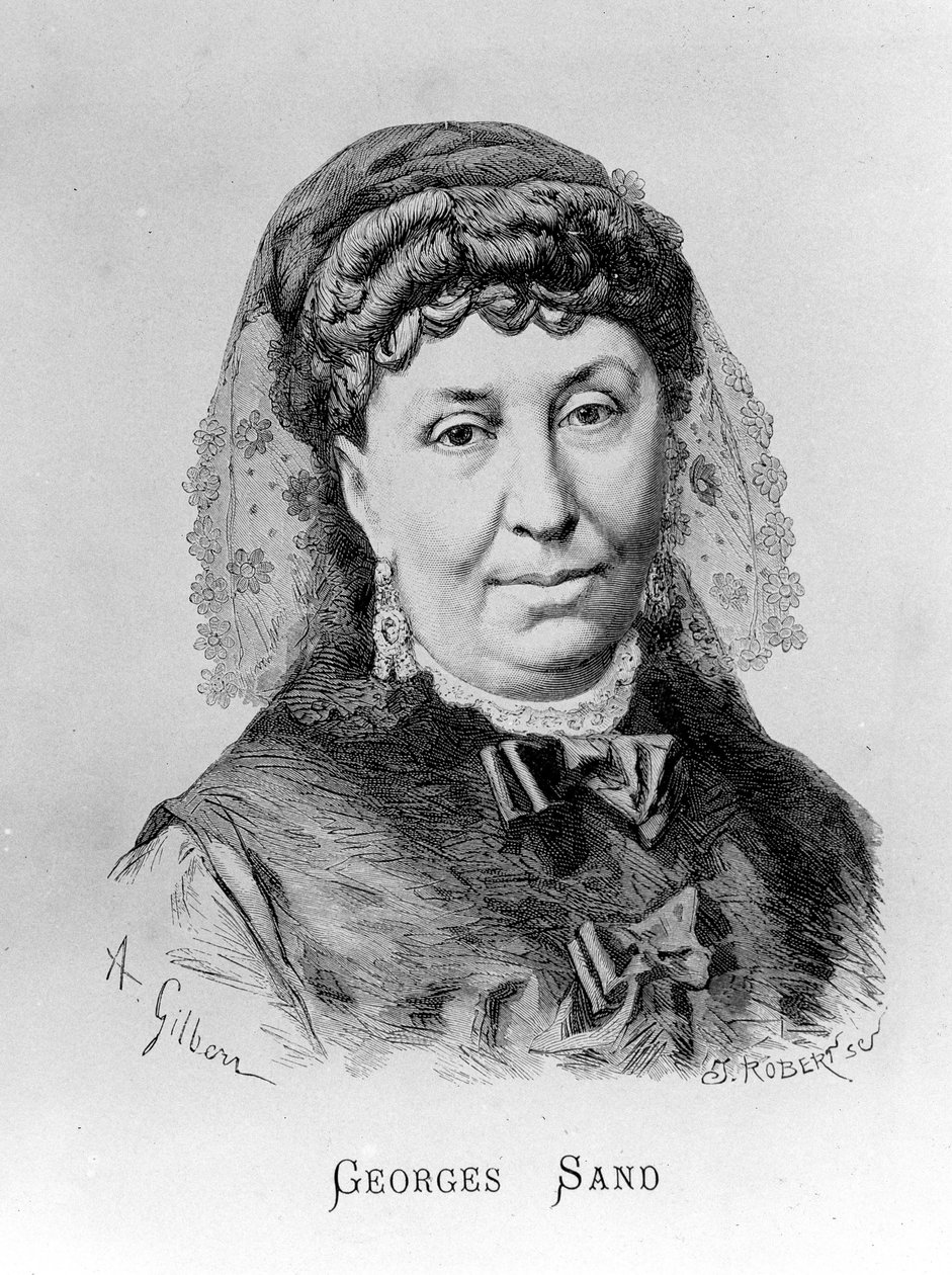 Portrét George Sandové (Aurore Dupin, Baronne Dudevant) (1804-1876) od A. Gilberna od Achille Isidore Gilbert