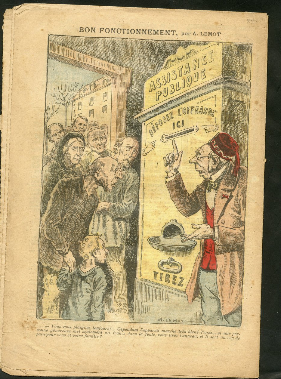 Ilustrace Achille Lemota (1846-1909) pro obálku Le Pelerin, 07/02/09 - Dobré fungování - Rodina, Misere, Veřejná pomoc od Achille Lemot