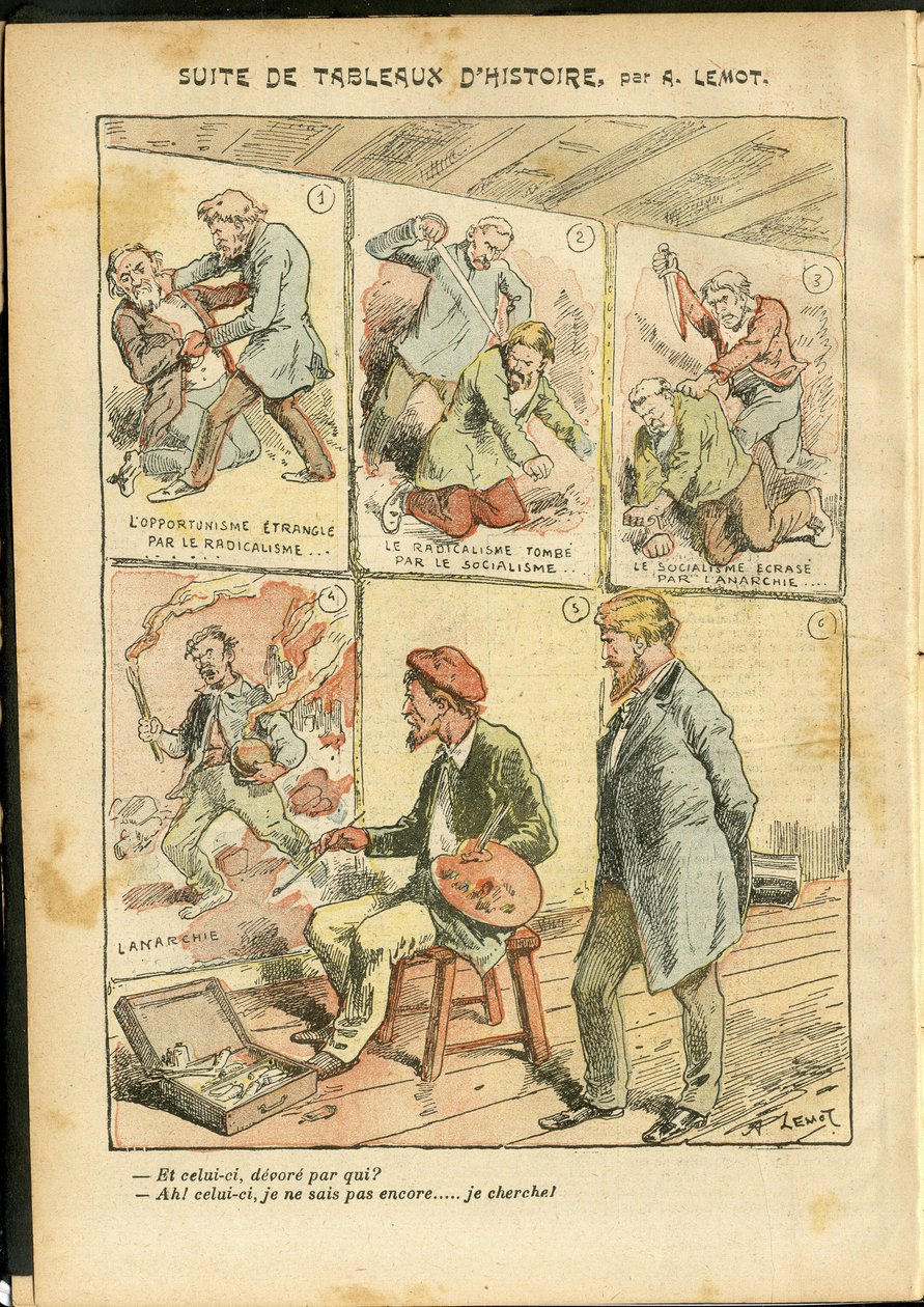 Ilustrace Achille Lemot (1846-1909) v Le Pelerin, 20/05/06 - Suita historických obrazů - Anarchistický Anarchismus, Radikalismus, Umění, Revoluce, Oportunismus, Nejistý, Socialismus - Malíři umělci od Achille Lemot