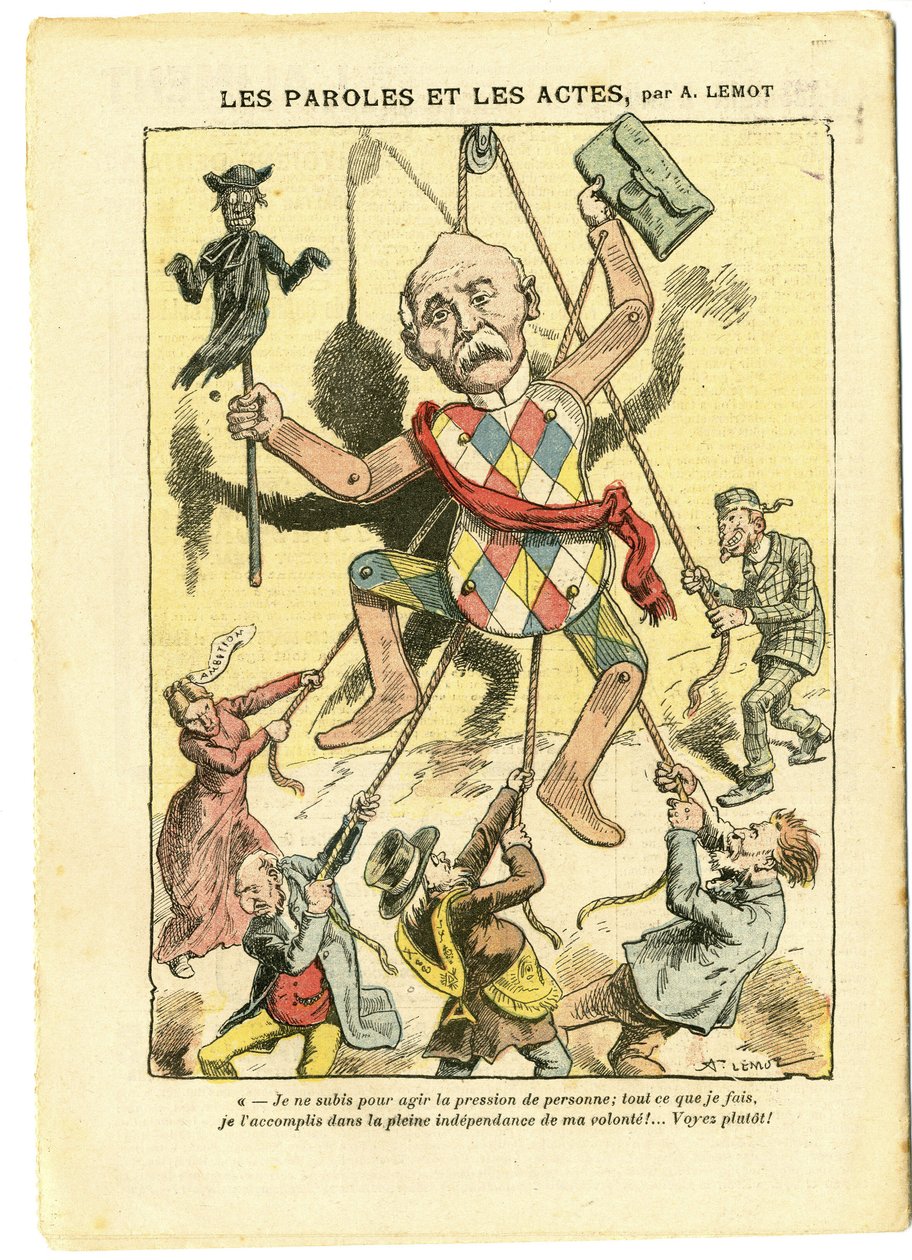 Ilustrace Achille Lemot (1846-1909) v Le Pelerin, 21/03/09 - Slova a činy - Antisemitismus, Antimakonismus Freemaking, Anglie Velká Británie, Náboženství Víra, Katolicismus - Clemenceau George, Žid, Léky - Choseifikace, Reifikace od Achille Lemot