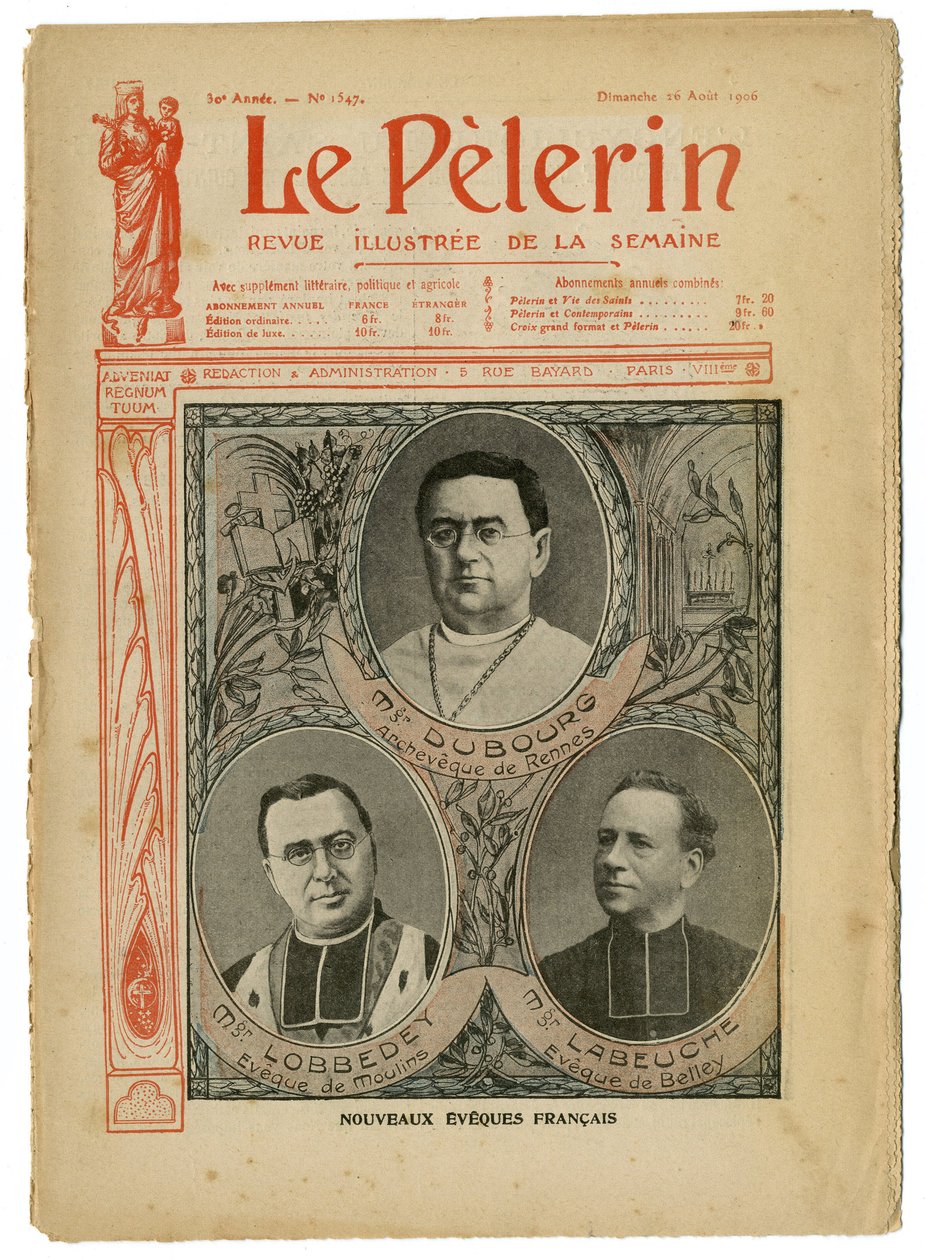 Ilustrace Achille Lemot (1846-1909) pro obálku Le Pelerin, 26/08/06 - New English Eveques - Náboženská víra, Katolický katolicismus - Eveques od Achille Lemot