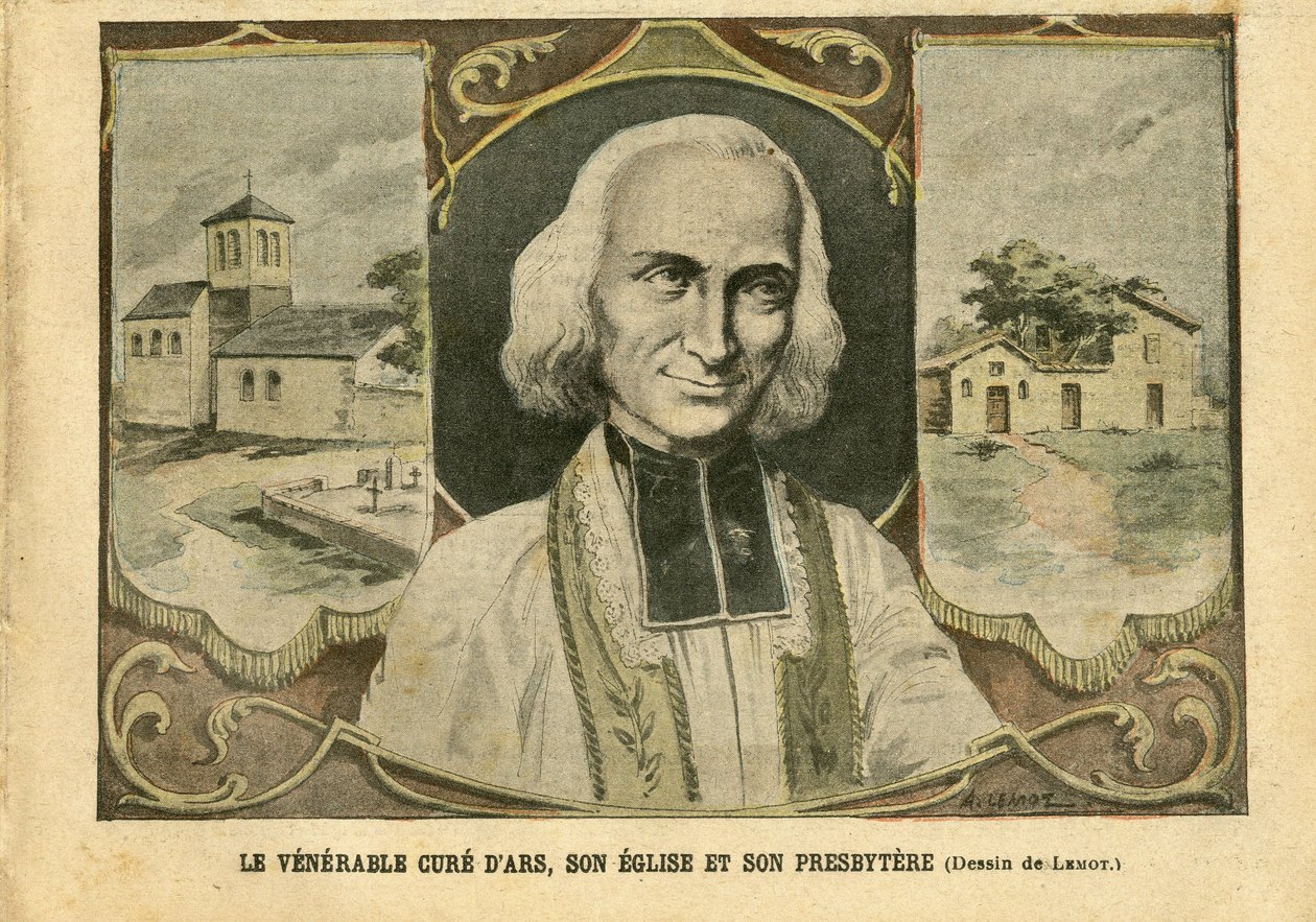 Ilustrace Achille Lemot (1846-1909) v Le Pelerin, 06.03.04 - Ctihodná léčba Arsu, jeho kostel a jeho presbyterie - Náboženství Víra, Kostely Katedrály, Katolicismus - Presbytere - Cure d