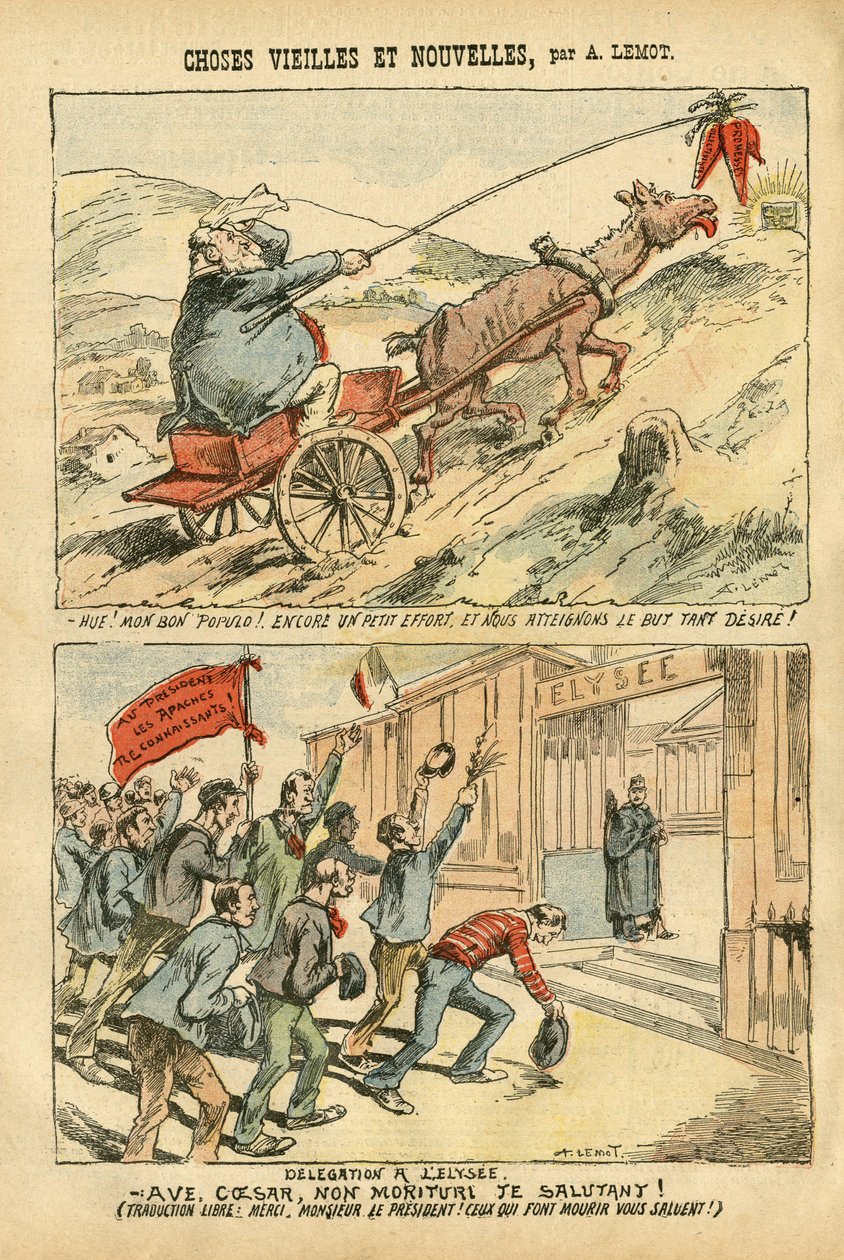 Ilustrace Achille Lemot (1846-1909) v Le Pelerin, 20/10/07 - staré a nové věci - Elysee, Socialismus, Ministere - Jaures Jean, Ane - Portfolio od Achille Lemot