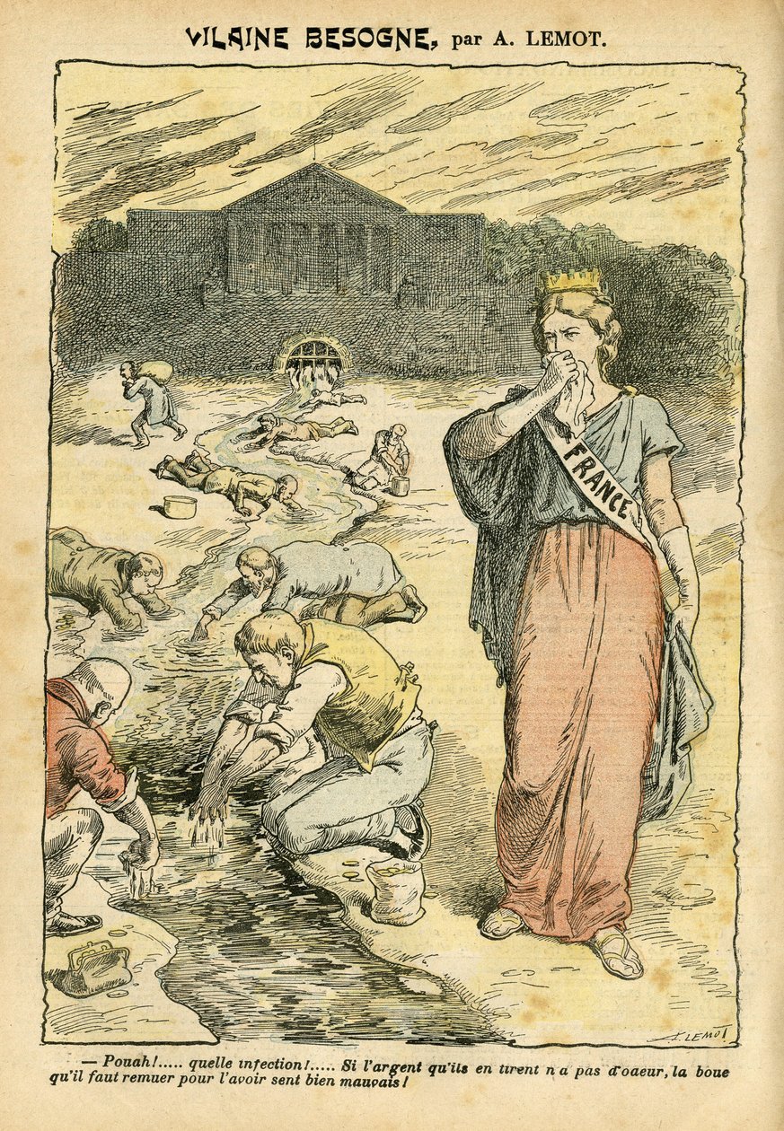 Ilustrace Achille Lemot (1846-1909) v Le Pelerin, 26/06/04 - Vilaine work - Republicain Republique, Religion Faith, Silver, Hemicycle Hemicycle, Bloc des gauche - Marianne, Francie (Allegorie de) - Praní/praní prádla od Achille Lemot