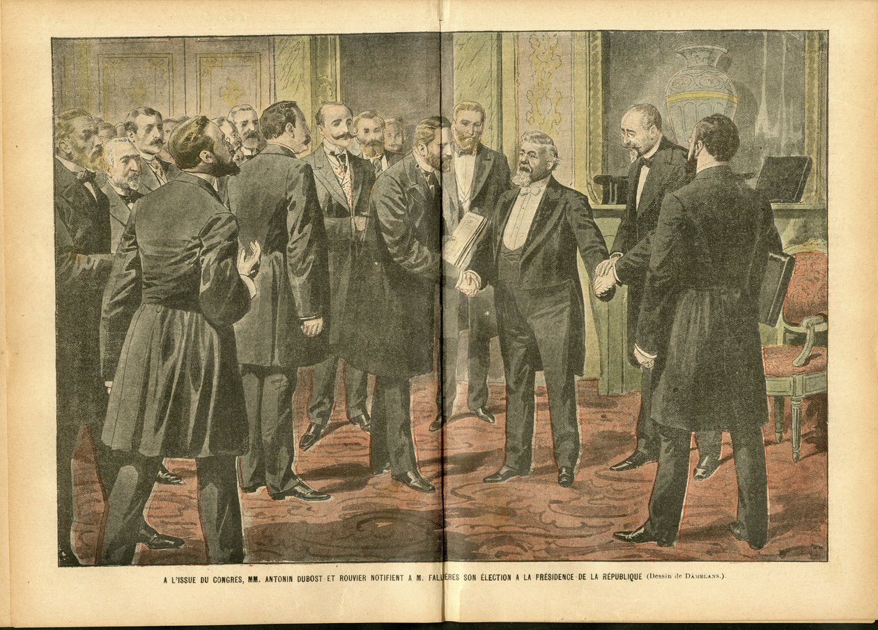 Ilustrace Achille Lemot (1846-1909) v Le Pelerin, 28/01/06 - Volby, prezident republiky - Fallieres Armand (1841-1931) od Achille Lemot