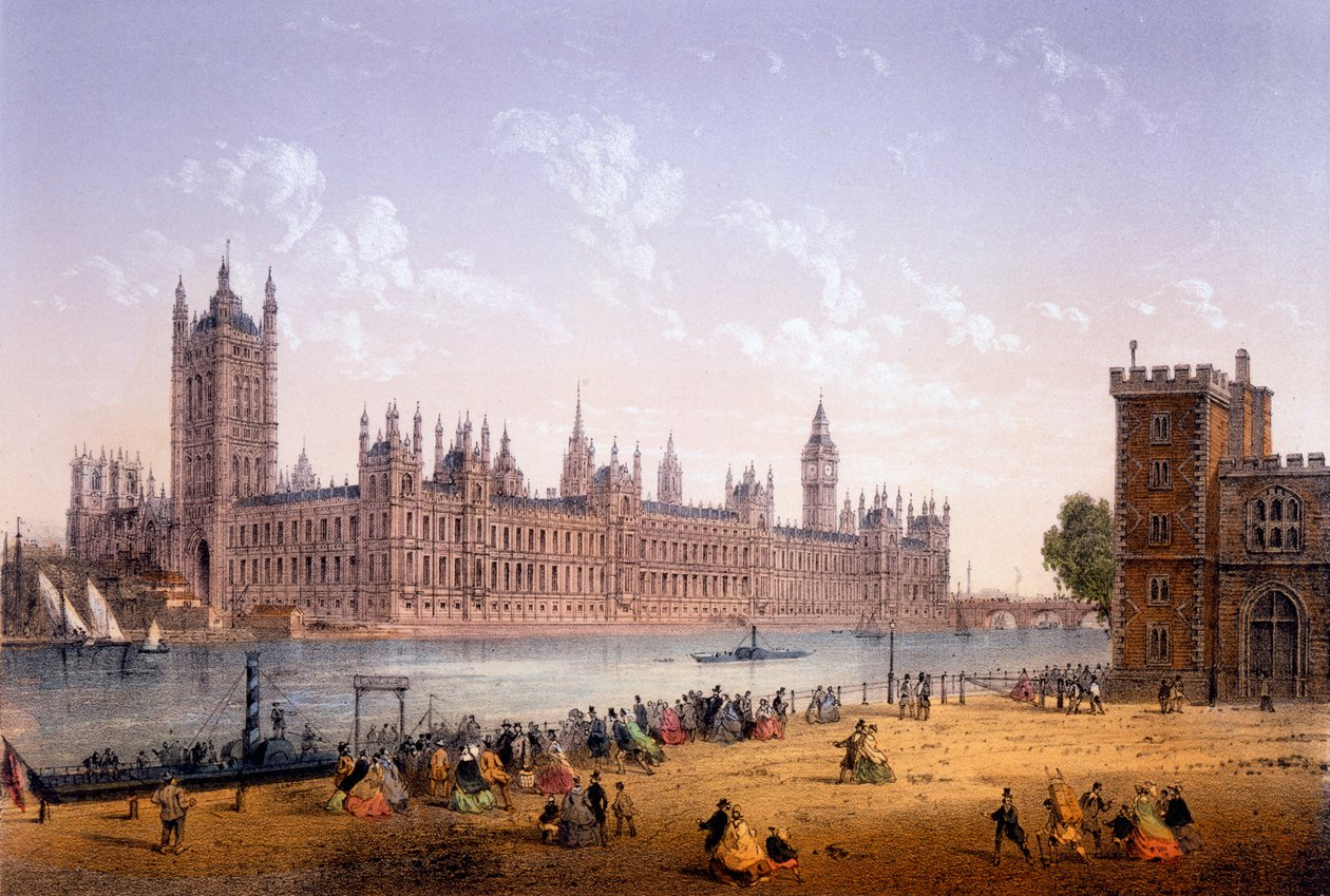 Houses of Parliament od South Bank, tisk Ch. Riviere, 1862 od Achille Louis Martinet