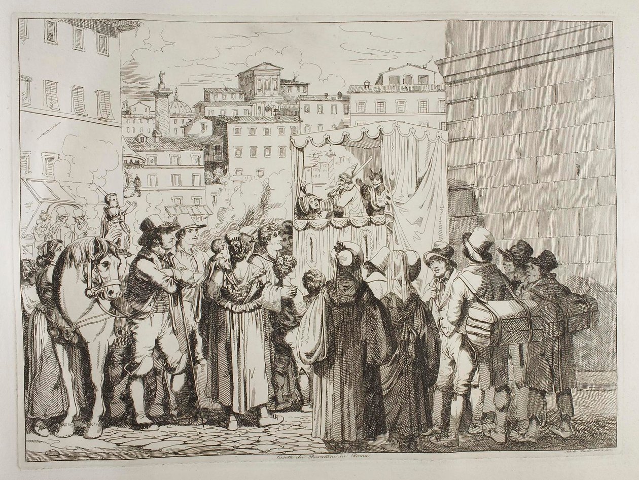 Loutkové představení v Římě od Achille Pinelli