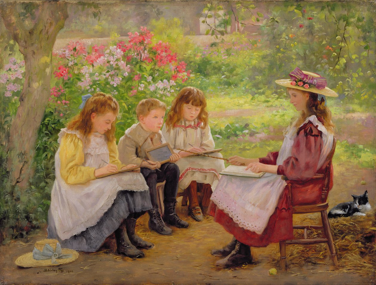 Lekce v zahradě, 1900 od Ada Shirley Fox