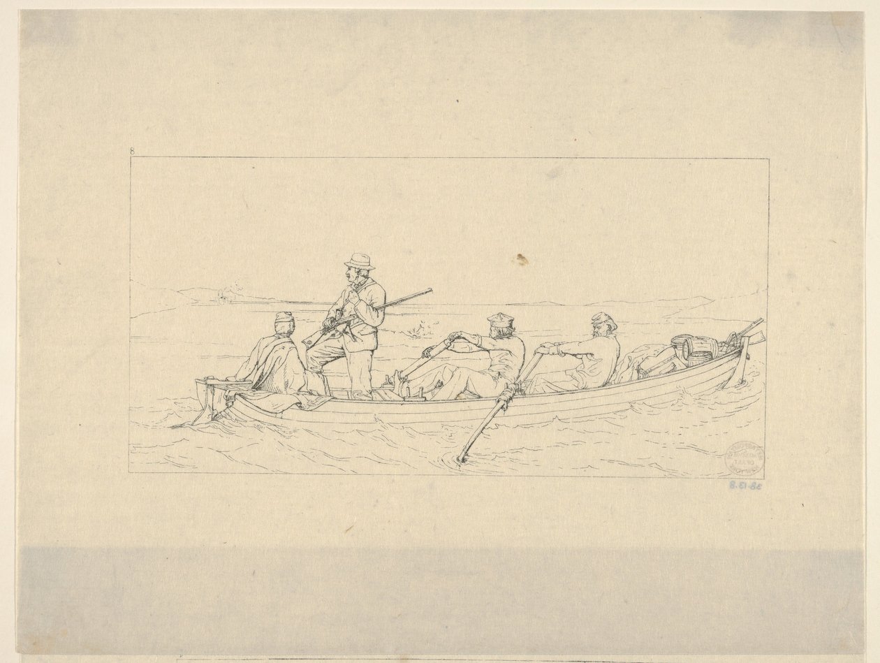 Marylanders Crossing the Potomac, aby se připojili k jižní armádě z války Konfederace Etchin..., 1861-63. od Adalbert John Volck