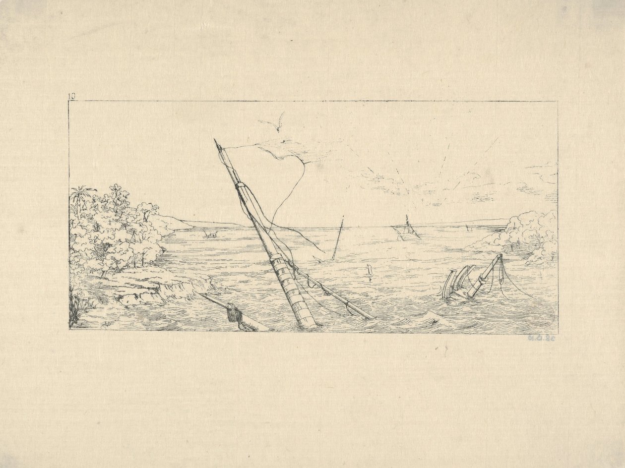 Kamenná blokáda u Charlestonu v Jižní Karolíně z Confederate War Etchings, 1861-63. od Adalbert John Volck
