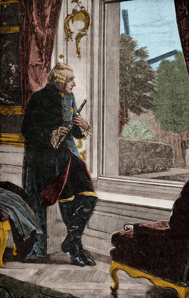 Král u flétny - FREDERICK II (1712-1786) Známý jako Fridrich Velký pruský král od Adalbert von (after) Roessler