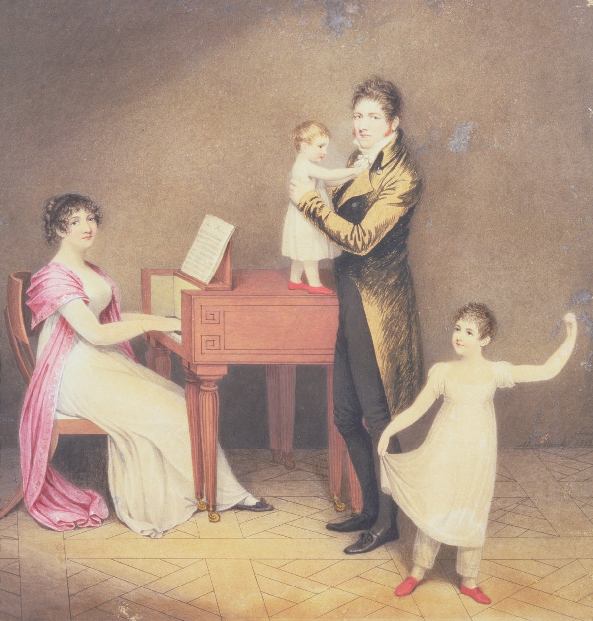 Charles Moran a jeho manželka Jane Bodin s Jane a Williamem, 1812 od Adam Buck