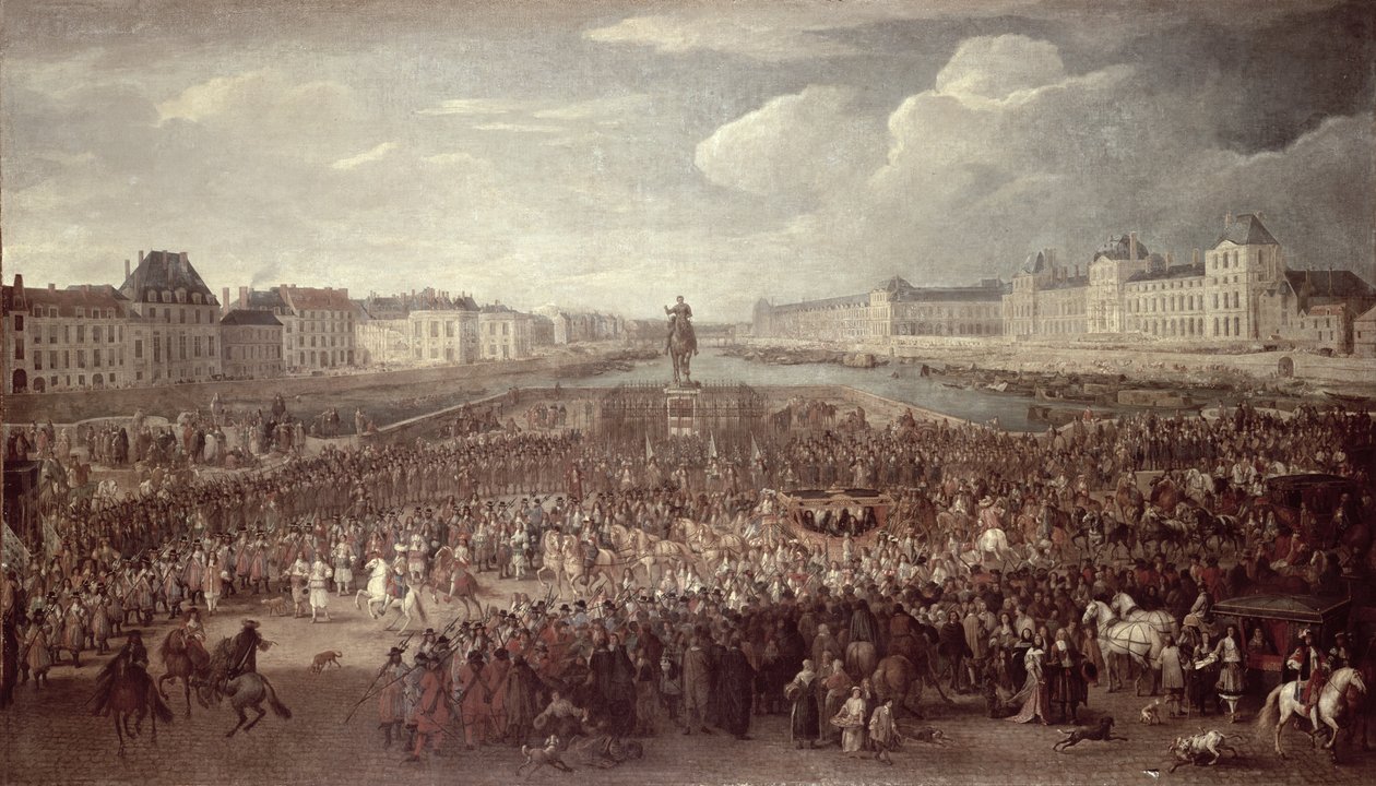 Průvod Ludvíka XIV. (1638-1715) přes Pont Neuf od Adam Frans van der Meulen