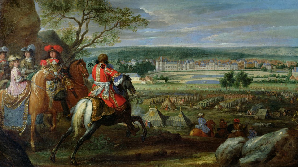 Pohled na palác Fontainebleau ze strany květinového záhonu, 1669 od Adam Frans van der Meulen