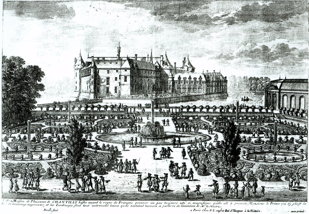 Chateau de Chantilly a zahrady navržené Andre le Notre (1613-1700) od Adam Perelle