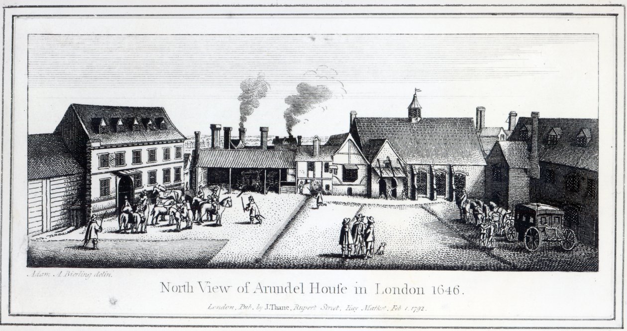 Severní pohled na Arundel House v Londýně leptaný Václavem Hollarem v roce 1646 a publikovaný v roce 1792 od Adam Alexius Bierling