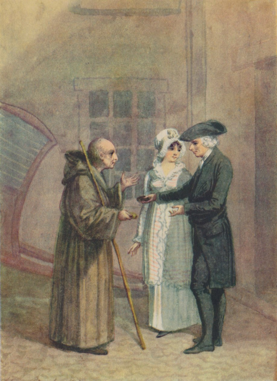 Yorik, mnich a Madame L- v Inn Courtyard v Calais, 60. léta 18. století, 1942. od Adam Buck