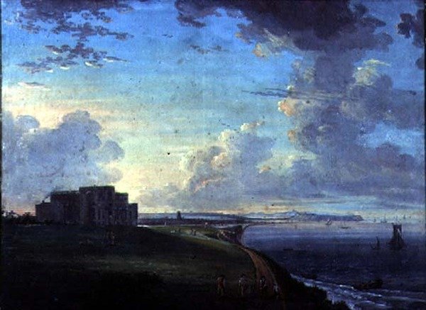 Highcliffe, poblíž Christchurch, Dorset, sídlo markýze z Bute, z východu od Adam Callander