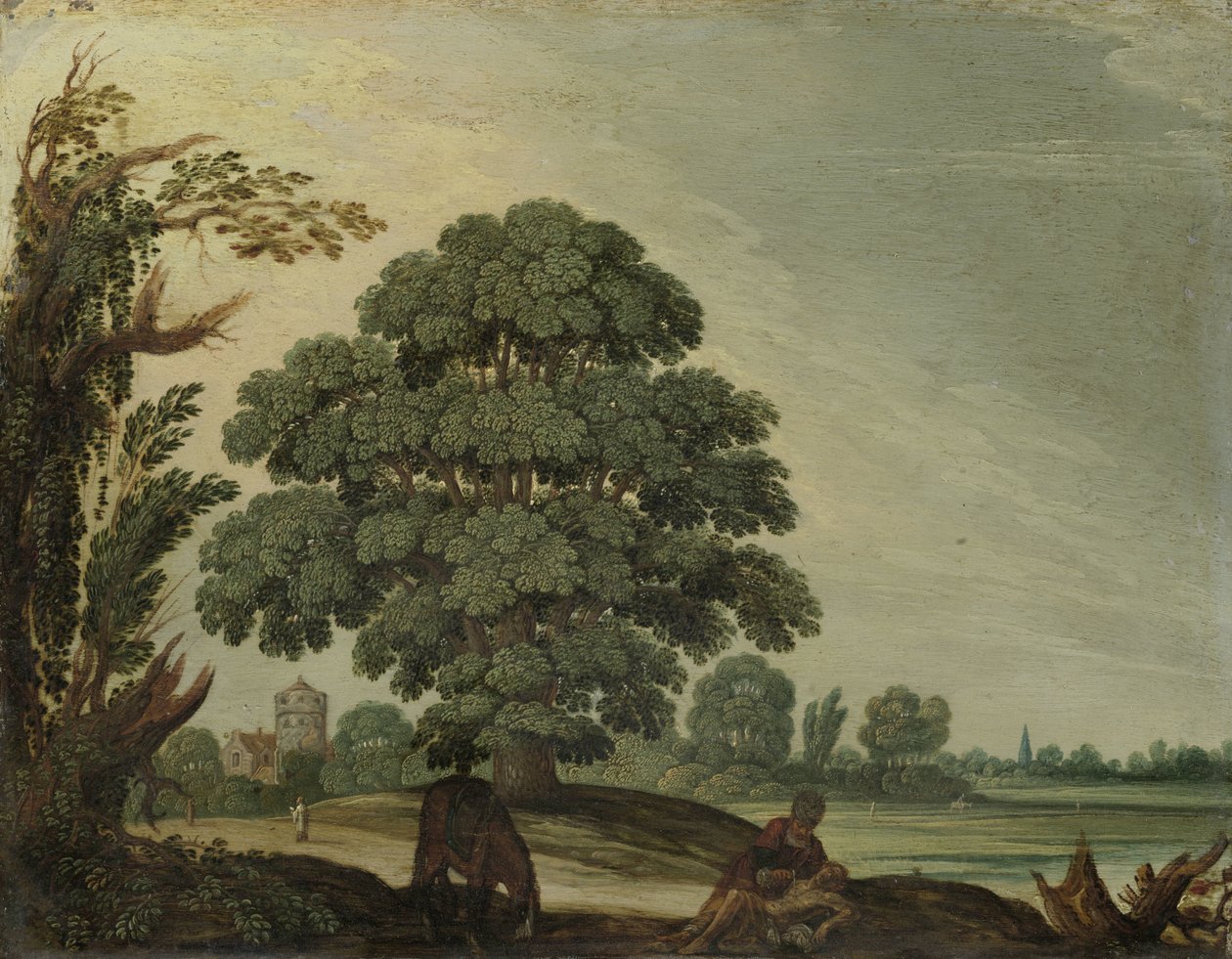 Krajina s milosrdným Samaritánem od Adam Elsheimer (follower of)