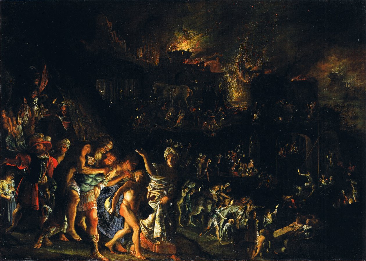 Vyhoření Tróje od Adam Elsheimer