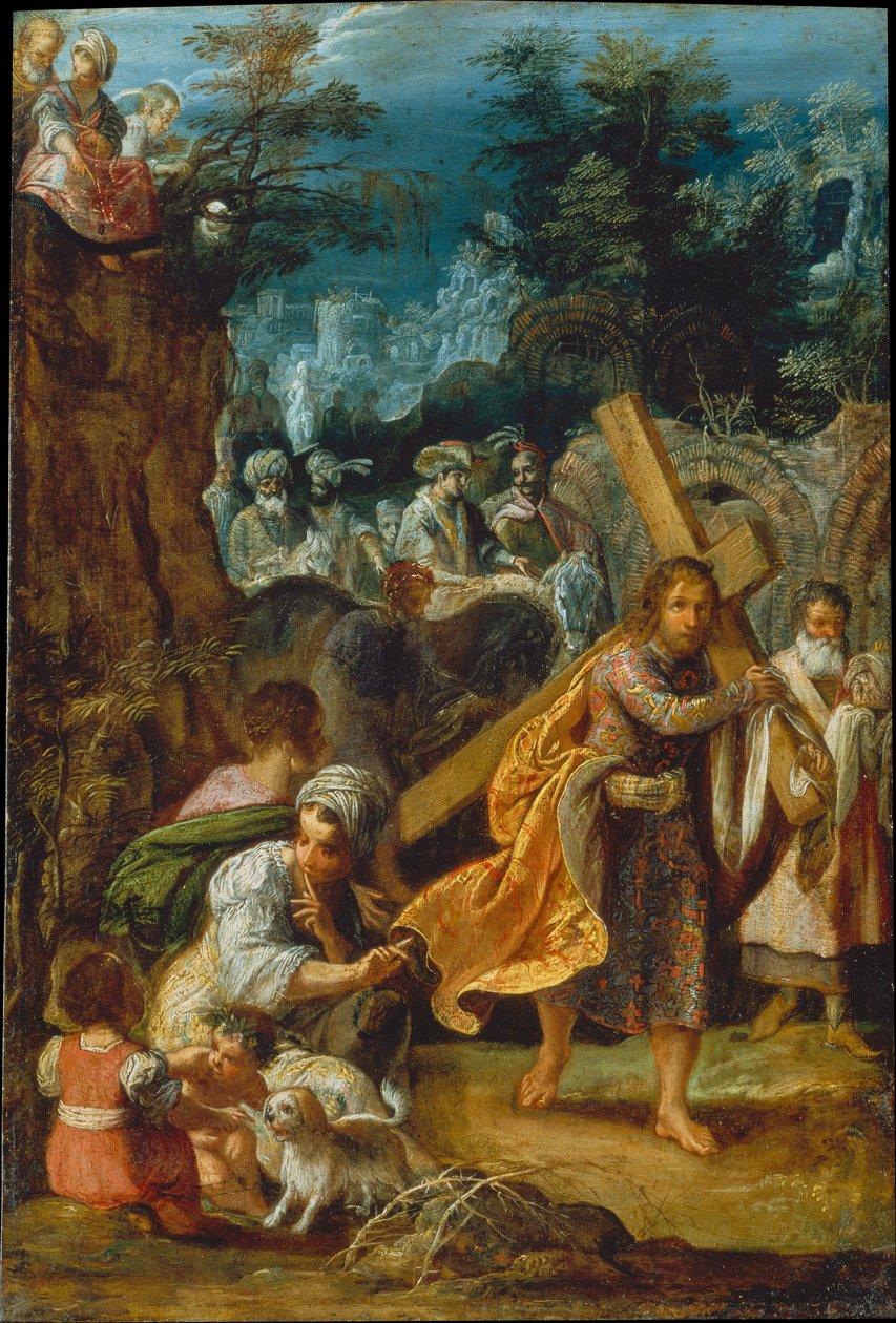 Frankfurtský oltář Nanebevýšení svatého Kříže: vstup císaře Herakleia do Jeruzaléma od Adam Elsheimer