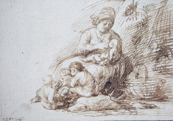 Žena kojení od Adam Elsheimer