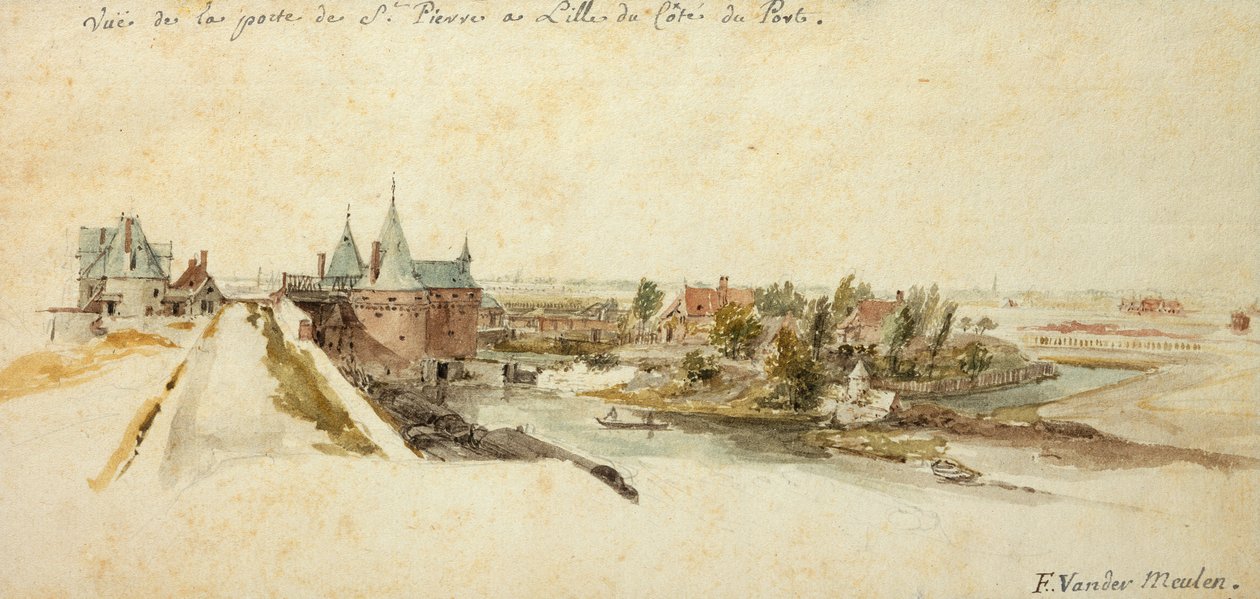 Pohled na Porte Saint-Pierre v Lille od Adam Frans van der Meulen