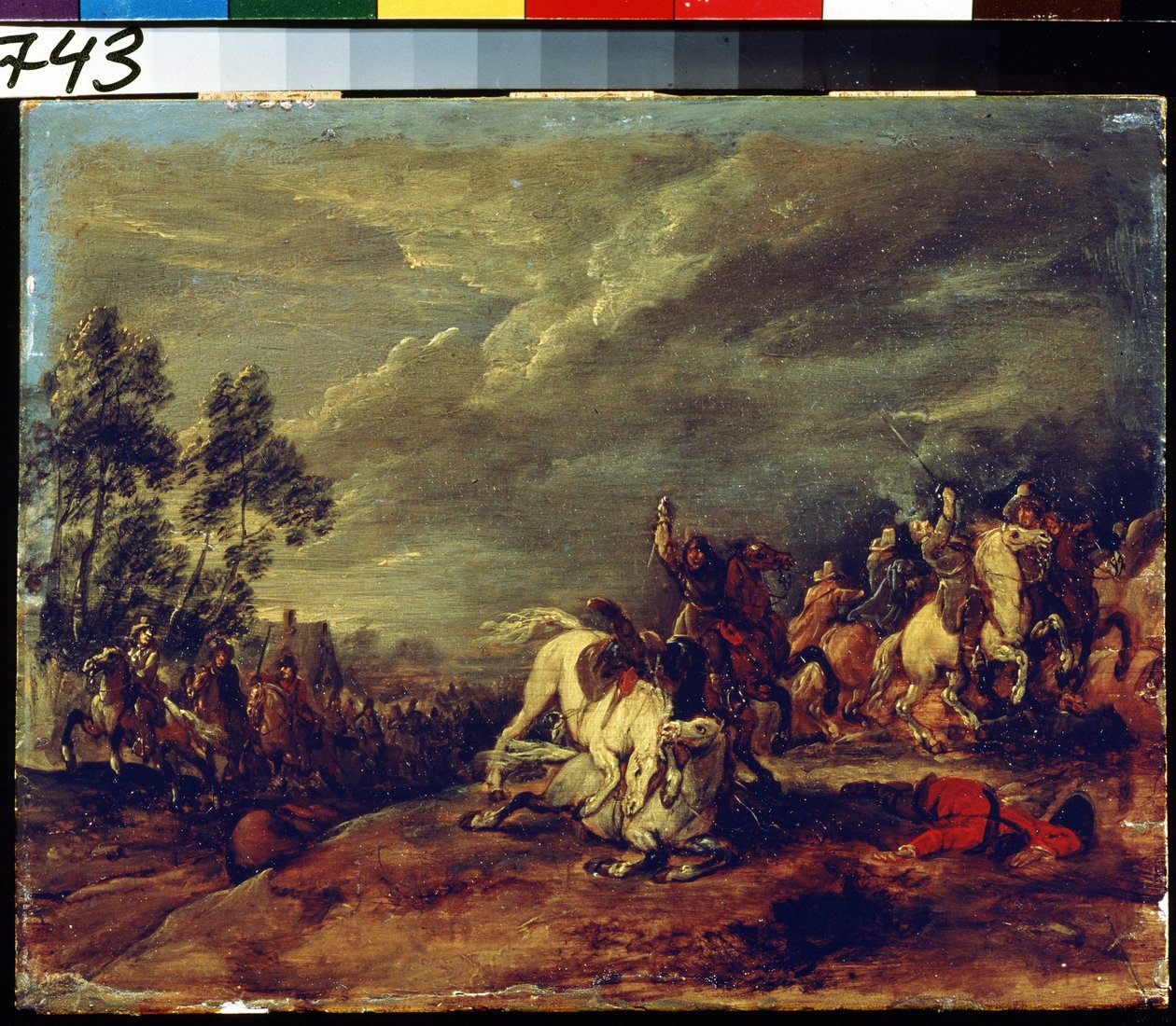 Bitva. Bitva. Obraz Adam Frans van der Meulen (1632-1690). Olej na dřevě. Vlámské umění, barokní styl. Puškinovo muzeum výtvarných umění, Moskva. od Adam Frans van der Meulen