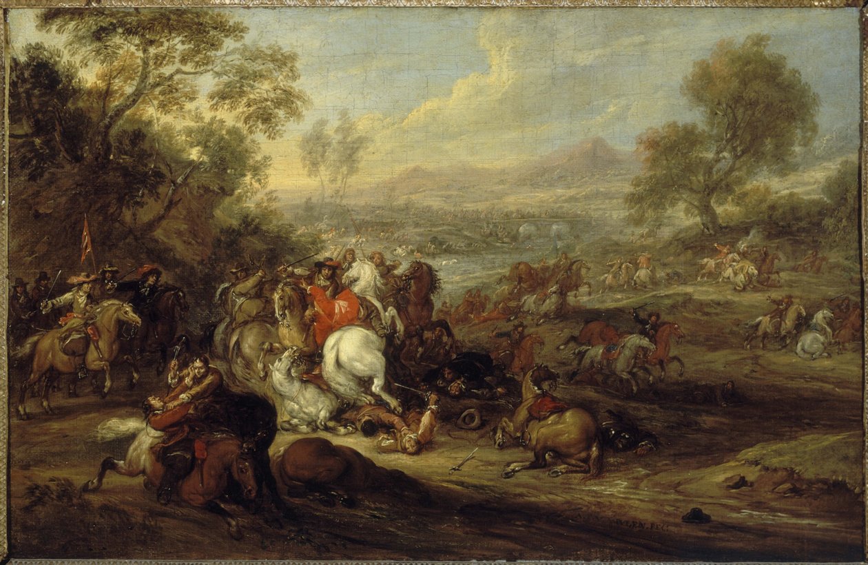 Šok kavalerie nebo boj kavalerie, mezi lety 1652 a 1690 (olej na plátně) od Adam Frans van der Meulen
