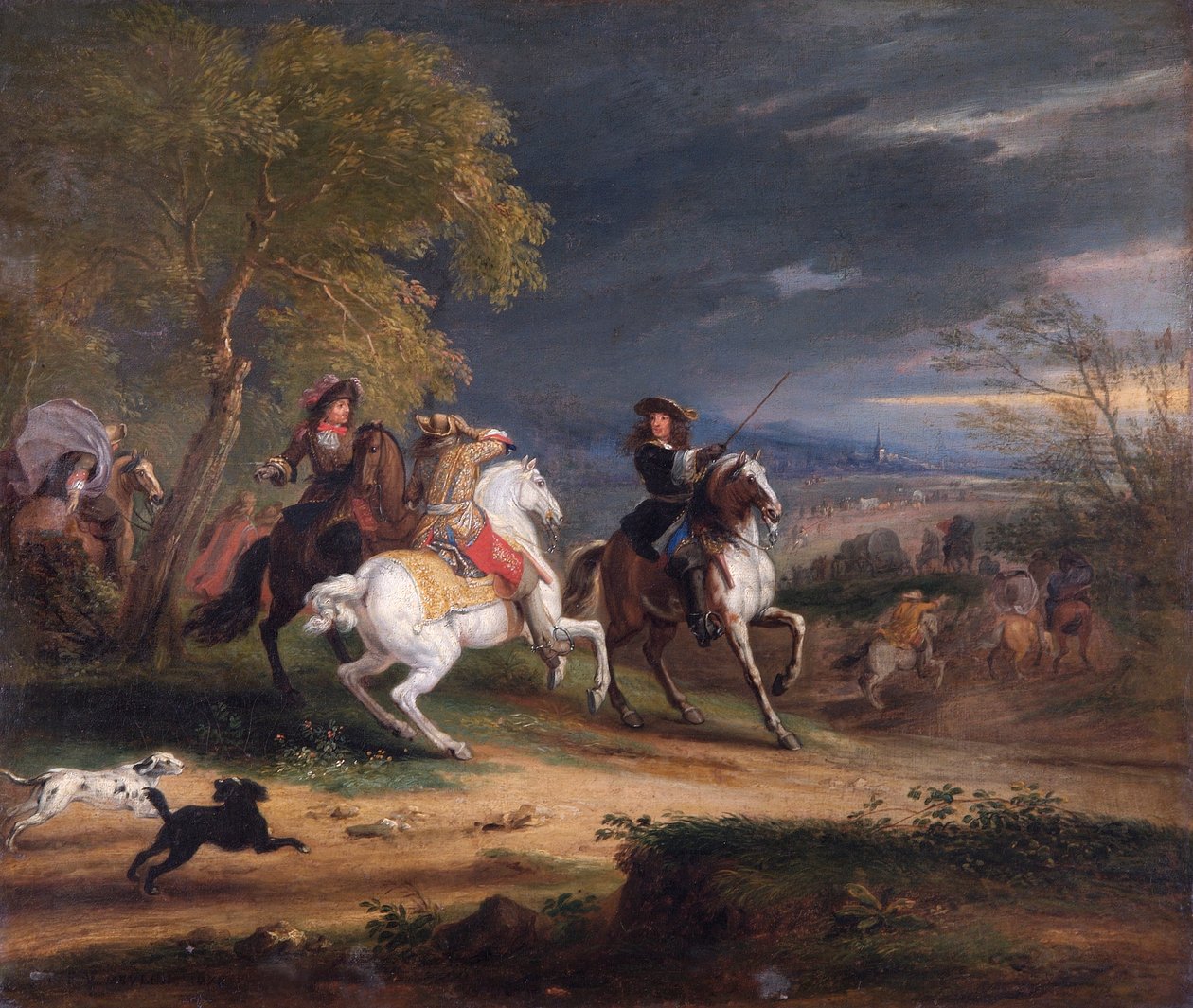 „Francouzští generálové přijíždějící před město“, 1678 od Adam Frans van der Meulen