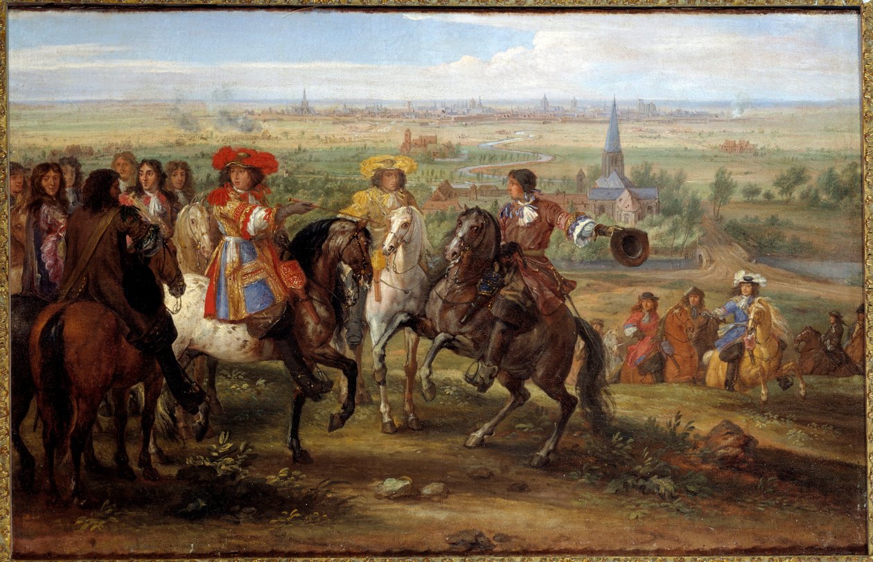 Král Ludvík XIV. před převorkou Fives v sídle Lille v srpnu 1667 Obraz Adam Frans Van der Meulen (1632-1690) (ec.flam.) 1667 Ne. 0,52x0,8 m - Král Ludvík XIV. při obléhání Lille naproti Převorství pěti, srpen 1667. Malba podle Ad od Adam Frans van der Meulen