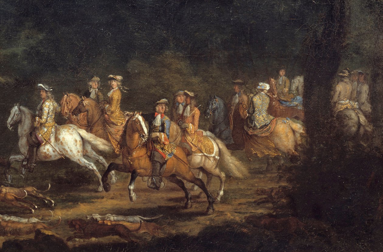 King Louis XIV má Detail Hunt. Obraz od Adama Francoise Van Der Meulena (1632-1690) od Adam Frans van der Meulen