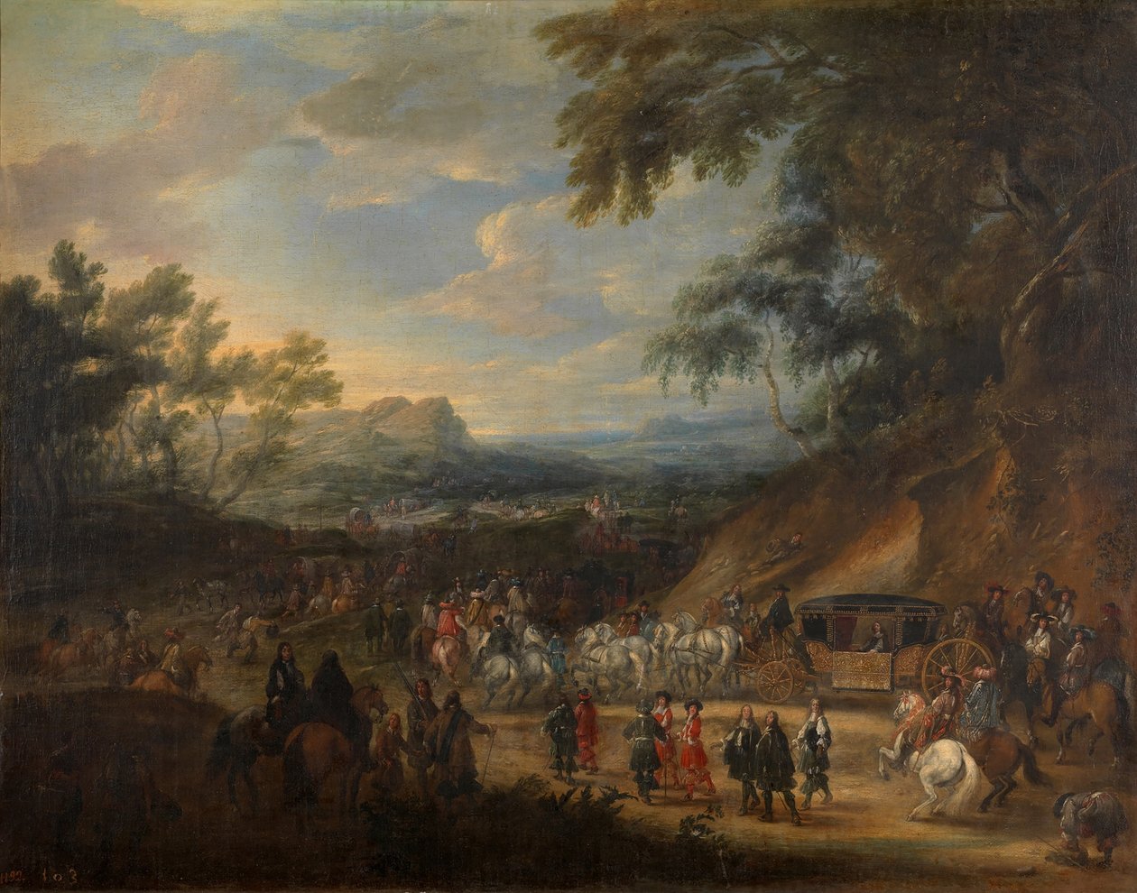 Luis de Benavides Carrillo, markýz z Caraceny a jeho doprovod od Adam Frans van der Meulen