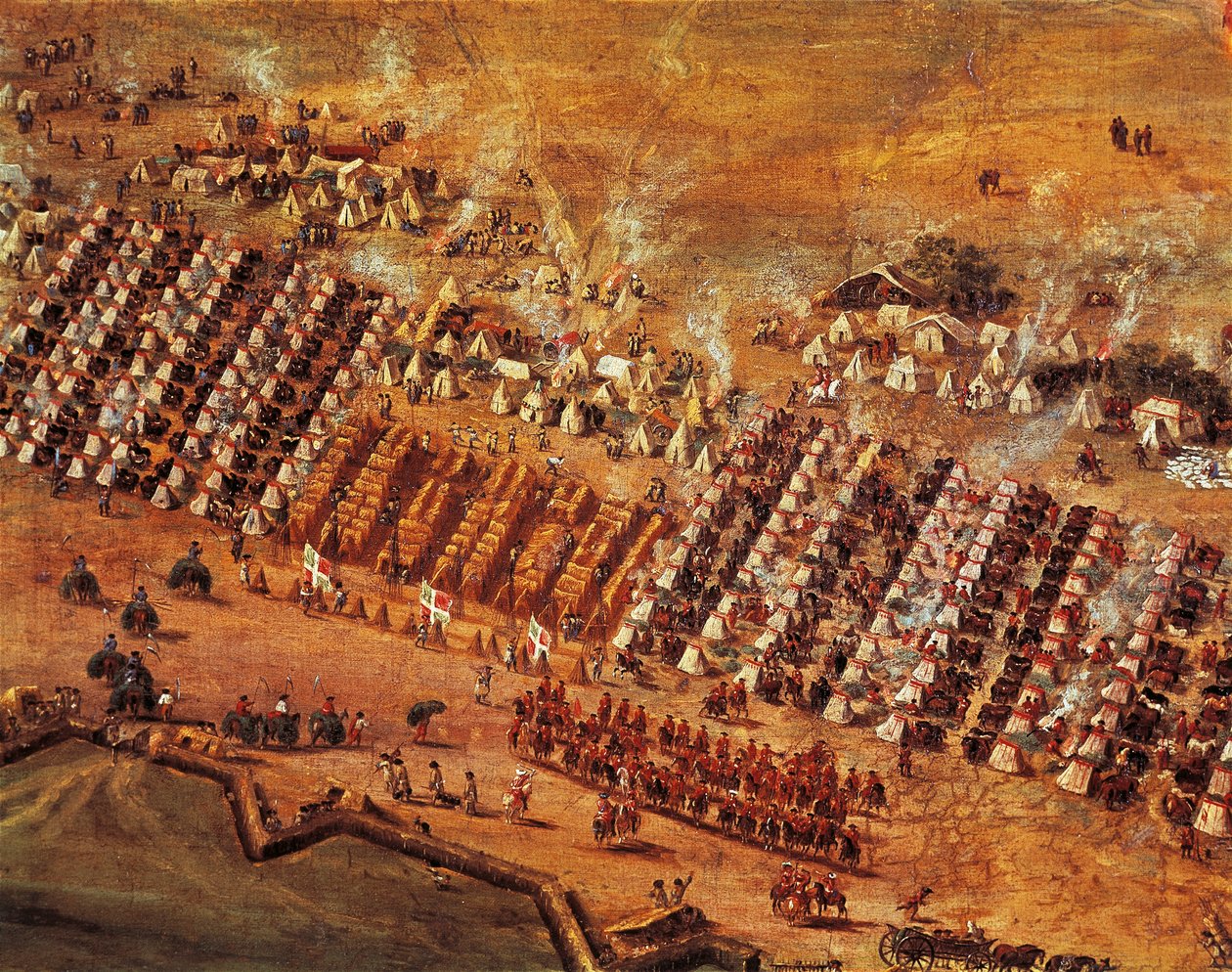 Obléhání Maastrichtu, detail od Adama Van Der Meulena od Adam Frans van der Meulen