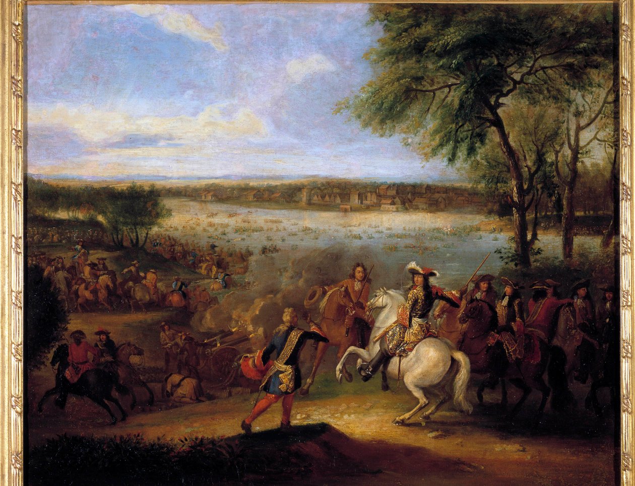 Průchod Rýna od Ludvíka XIV. (1638-1715) před Tolhuis 12.7.1672 Obraz Adama Franse Van der Meulena (1632-1690) Ne. 0,6x0,7m od Adam Frans van der Meulen