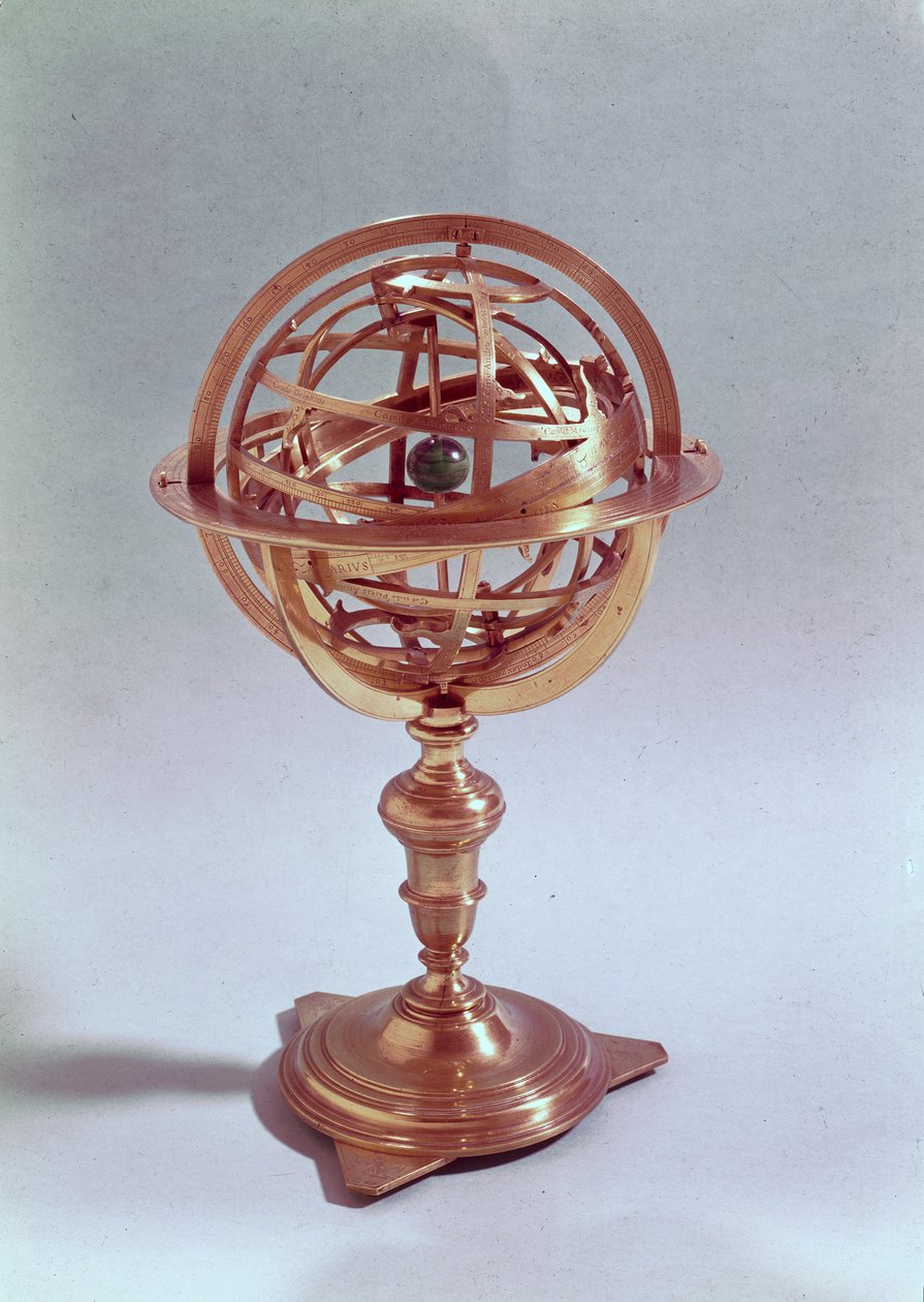 Armilární koule vyrobená na Ptolemaiově systému, Řím, 1648 (mosaz) (viz také 75480) od Adam Heroldt