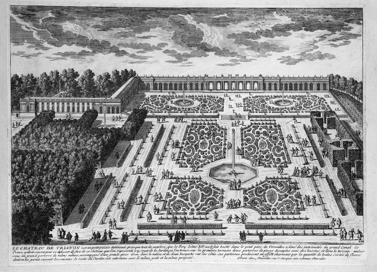 Chateau de Trianon, zahrady Petit Trianon u královského paláce ve Versailles od Adam Perelle